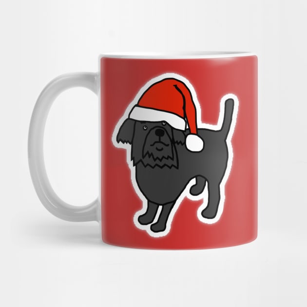 Cute Dog wearing a Santa Hat at Christmas by ellenhenryart